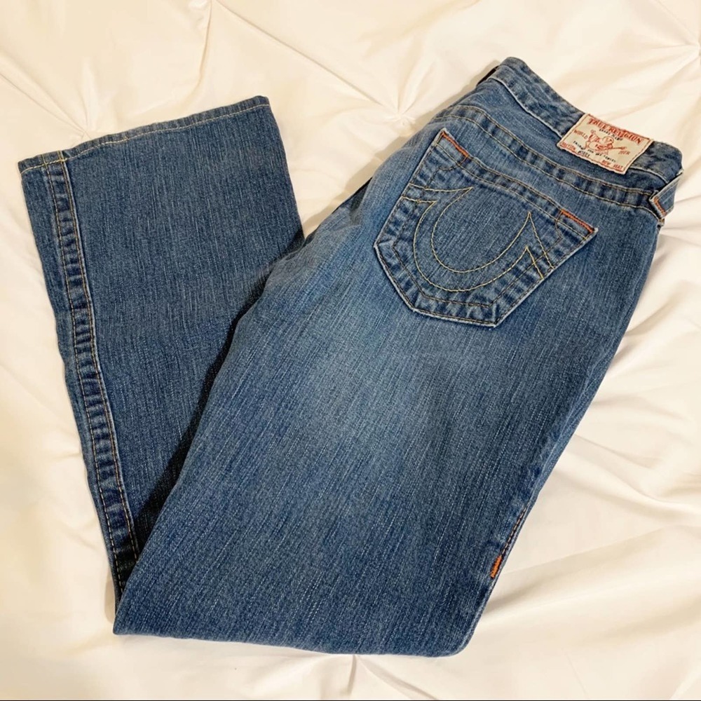 True Religion Women's Bobby Blue Denim Low Rise Bootcut Jeans‎ Size 28